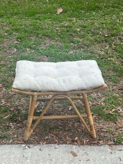 Boho Rattan Footstool / Vanity Stool with Cushion