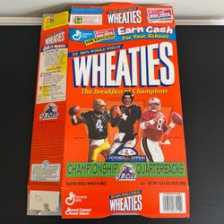 General Mills Wheaties Championship Quarterbacks Flat Box 1999 Young Elway Favre