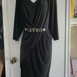 MSK Women Tulip Black Wrap Front Dress Size 2X