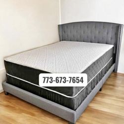 Brand new king bed frame with mattress and box spring ready for delivery 🚚 