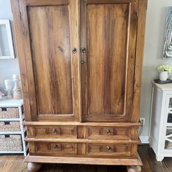 Solid Wood Mahogany Armoire Media Console Cabinet Storage 