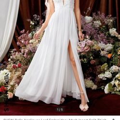 White High Thigh Cut Dress Size Medium