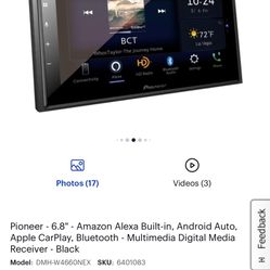 Pioneer Double Din Radio 6.8”