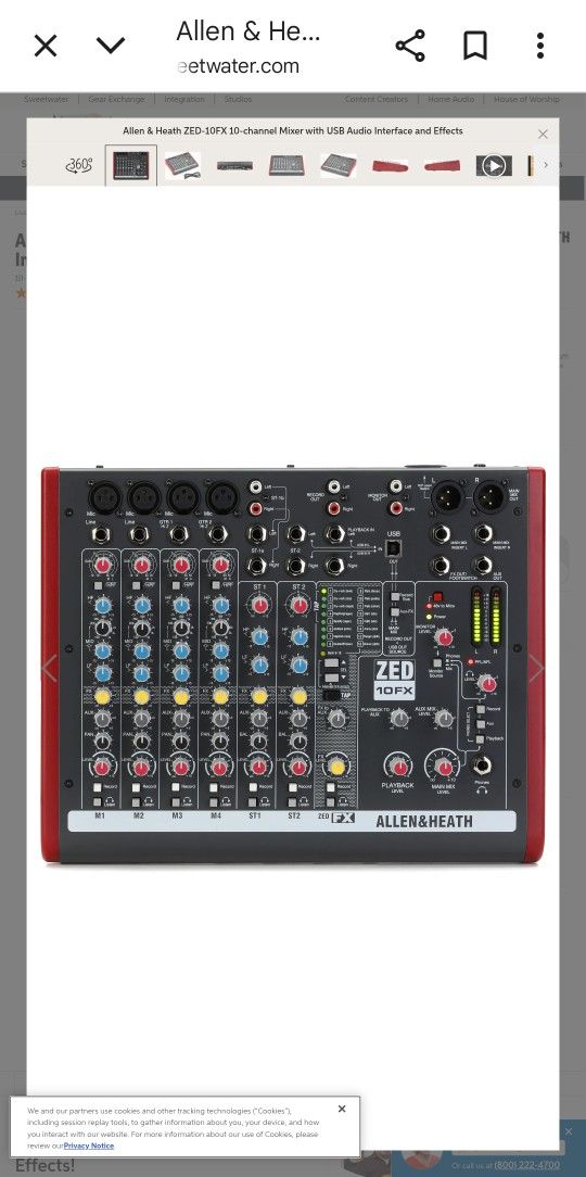 Allen & Heath ZED-10FX 10-channel Mixer with USB Audio Interface and Effects