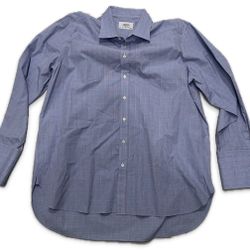 Charles Tyrwhitt Men's Blue Plaid 100% Cotton Dress Shirt Size 19x37
