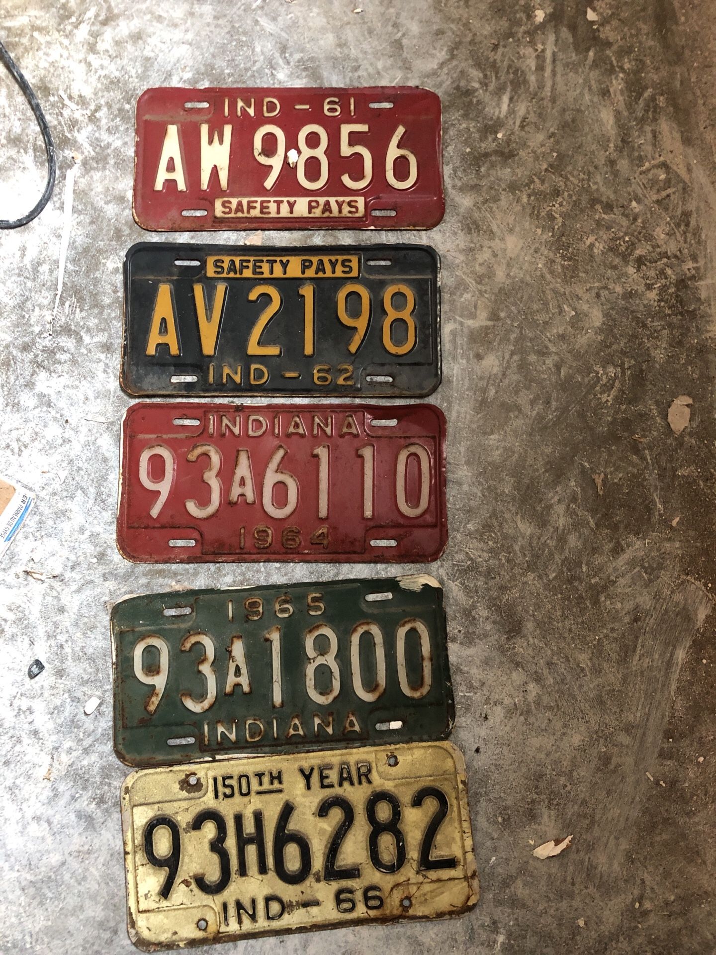 5 old Indiana plates