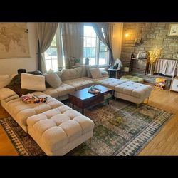(FREE DELIVERY) White 6 piece sectional couch.