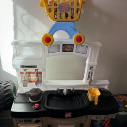 Kitchen For Kids And Table With Two Chairs 