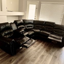 MOVING SALE - Large Reclining Sectional Sofa with Cupholders & Storage