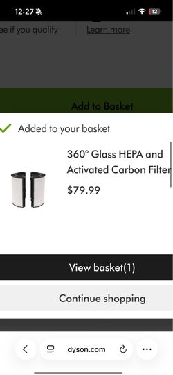 DYSON 360 glass HEPA and carbon filter