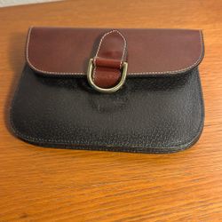 Vintage Joan & David Belt Wallet ! Dark Blue & Brown 