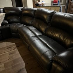Leather Sectional With Power Recliners