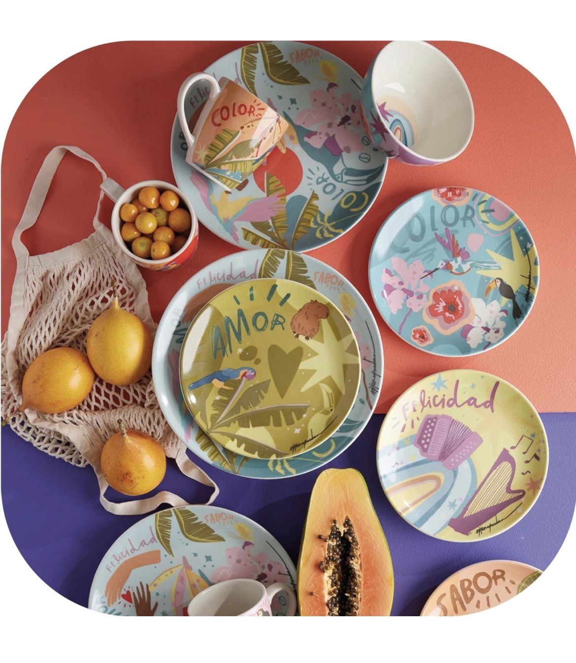 Corona Dinnerware Set Service for 4 |16 pieces | Viviana Grondona| Colorful Design| Set de Vajilla 8 puestos | 32 piezas | Ceramica | Modern Design