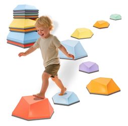 Kids Stepping Stones – 8 Piece Balance Blocks Set for Toddlers, Multicolor Balance Beam Path for Obstacle Course Play, Promotes Coordination & Motor S