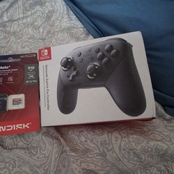 Nintendo Switch Pro Controller + 512 GB SD Card *Both Sealed*