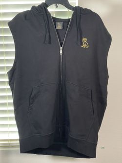 EUC: OVO Drake Sleeveless Black Full Zip Hoodie Owl Embroidered Size XL