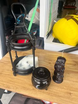 Halloween candle stand jar and candle decoration