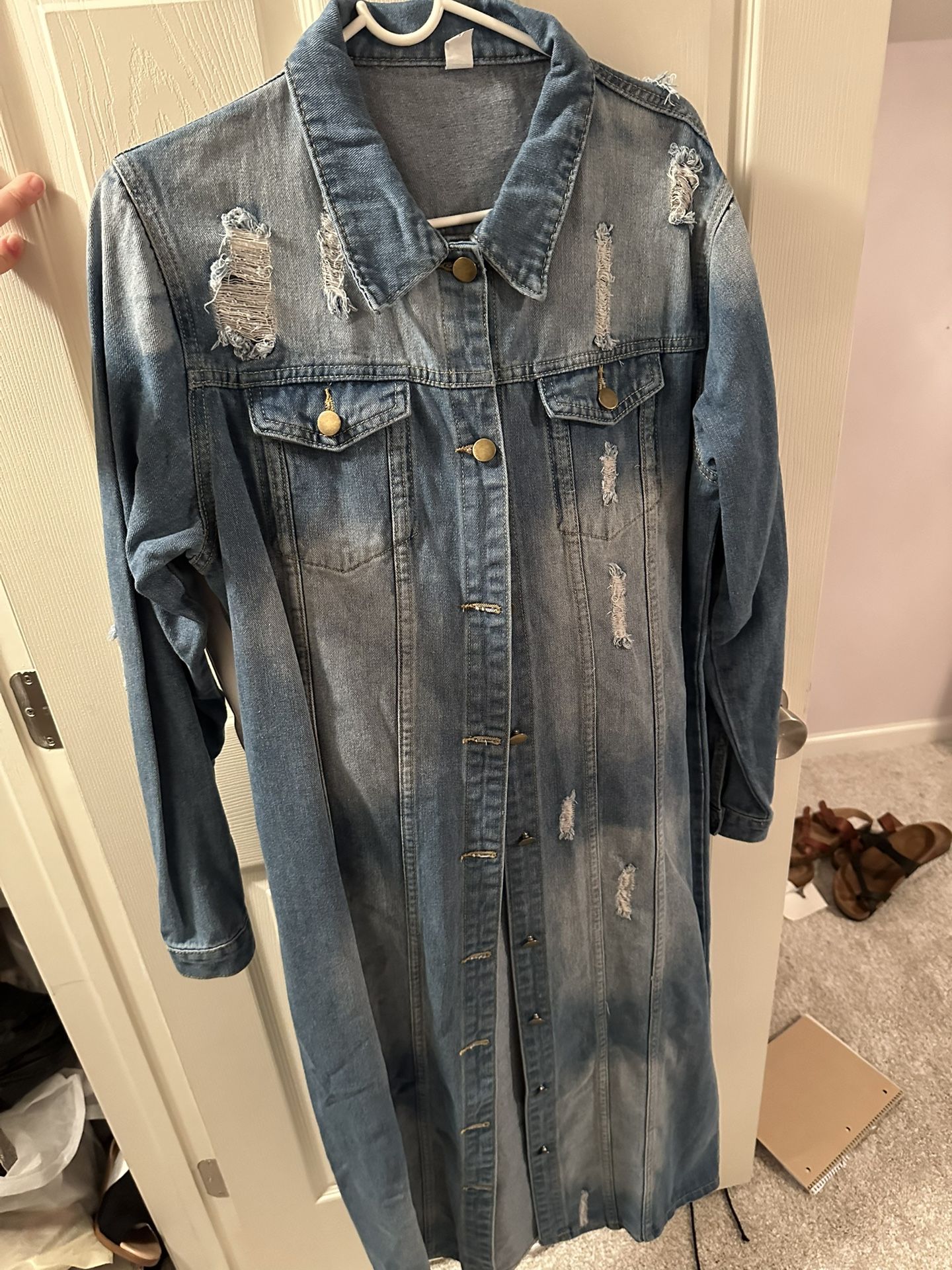 Women’s Ankle Length Jean Trench Jacket 