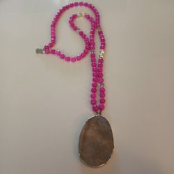 Love Affection Pink Agate Necklace 