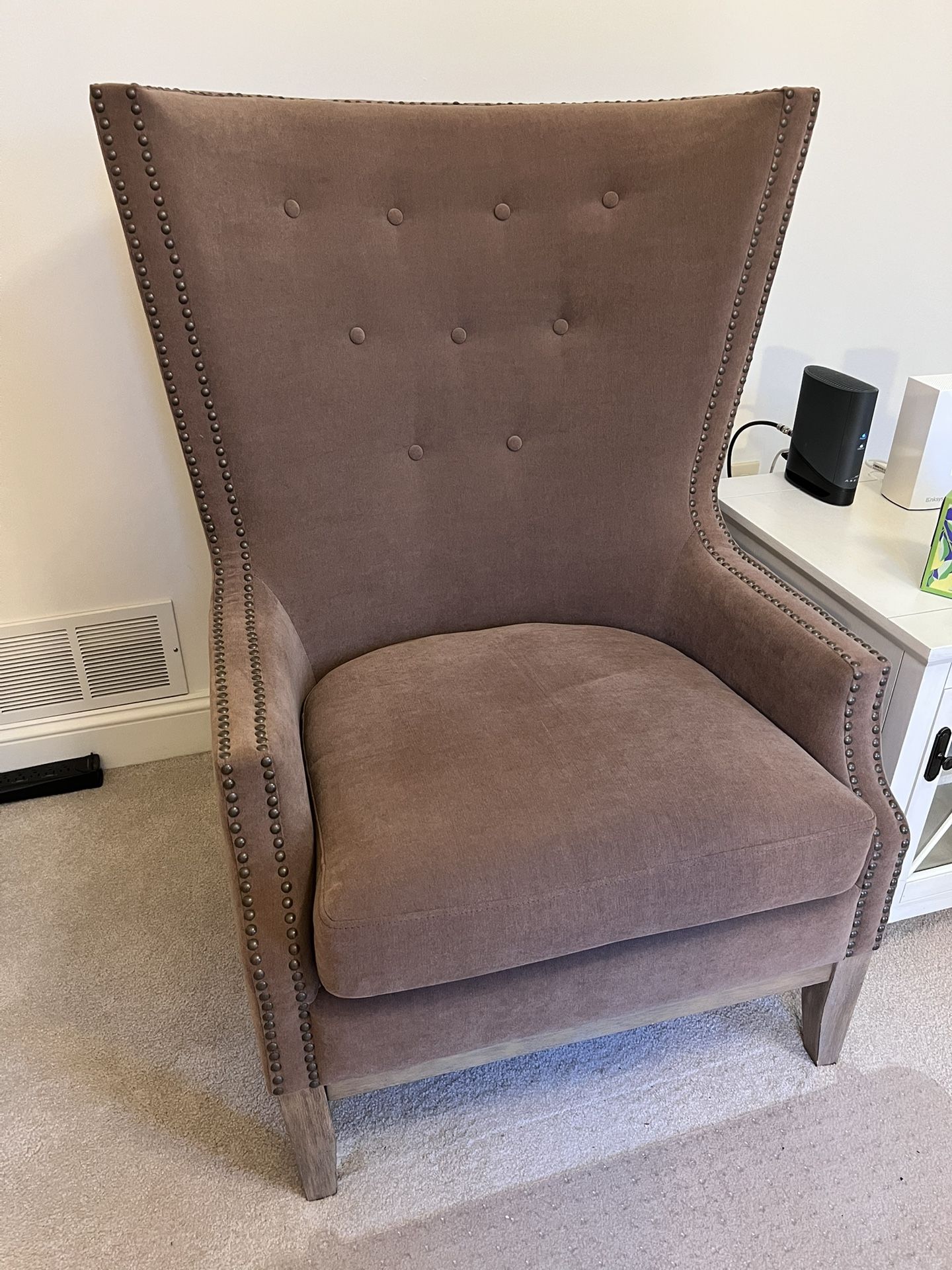 Armchair, Barrel Like Back, Nailhead Trim