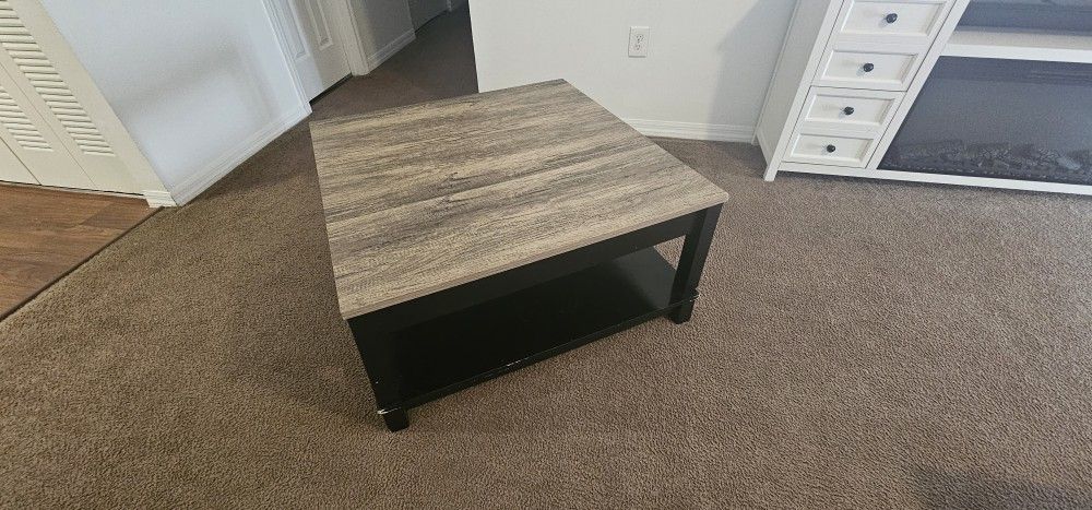 Ameriwood Home Carver Coffee Table with Open Storage, Matte Black