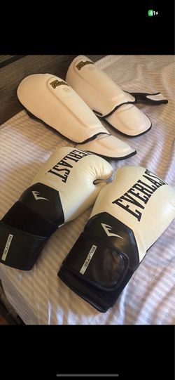 Everlast Boxing Gloves and Shin Guards