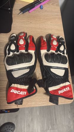 Ducati Performance Motorcycle Racing Gloves Carbon Fiber Leather Size L