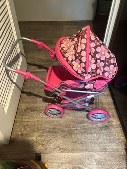 kids play pink stroller