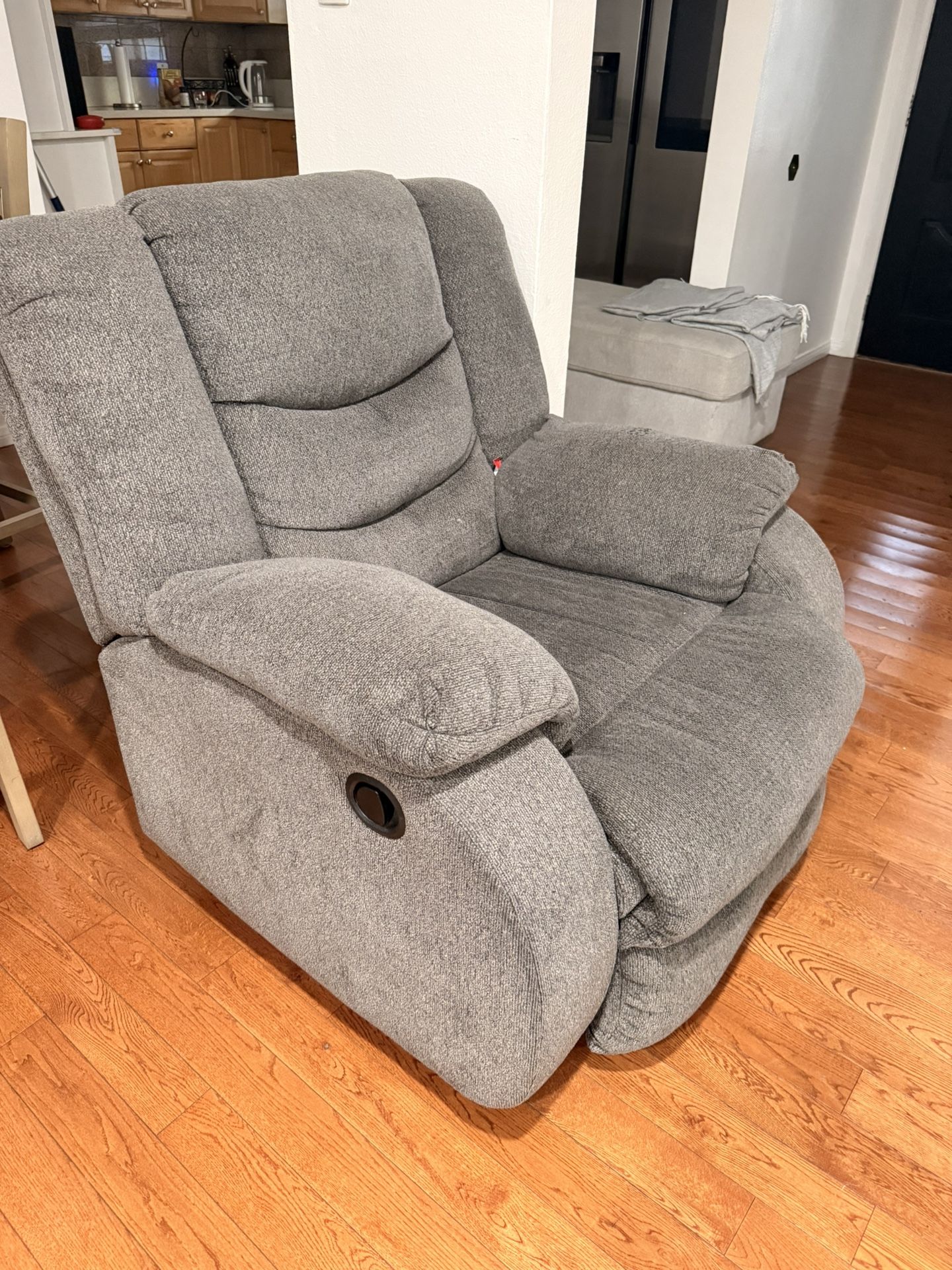 Dark Gray Soft Comfy Recliner Rocker Armchair 