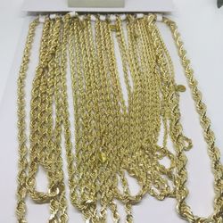 Solid 14K Diamond Cut Rope Chains! Ranging from 1-11mm in stock now! 12mm+ can be ordered in.