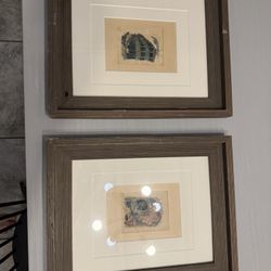 Set of 3 New Orleans prints originals w rustic wood frames (2 match, 1 blends)