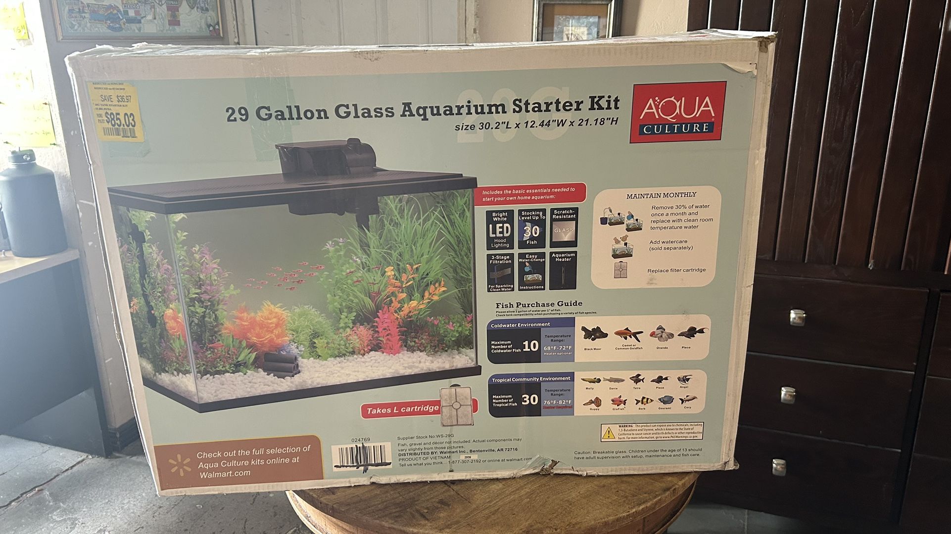 Brand New Aquarium β Aqua Culture 29 Gallon Starter Kit π β¨