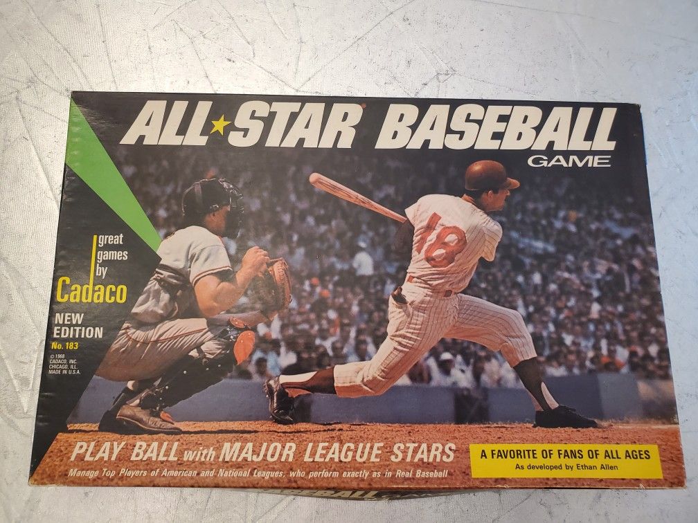 Vintage antique 1968 Cadaco All-Star Baseball Game New Edition #183 w/ 64 Discs & 2 Pegs