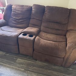 Brown Suede Couch/Sectional 