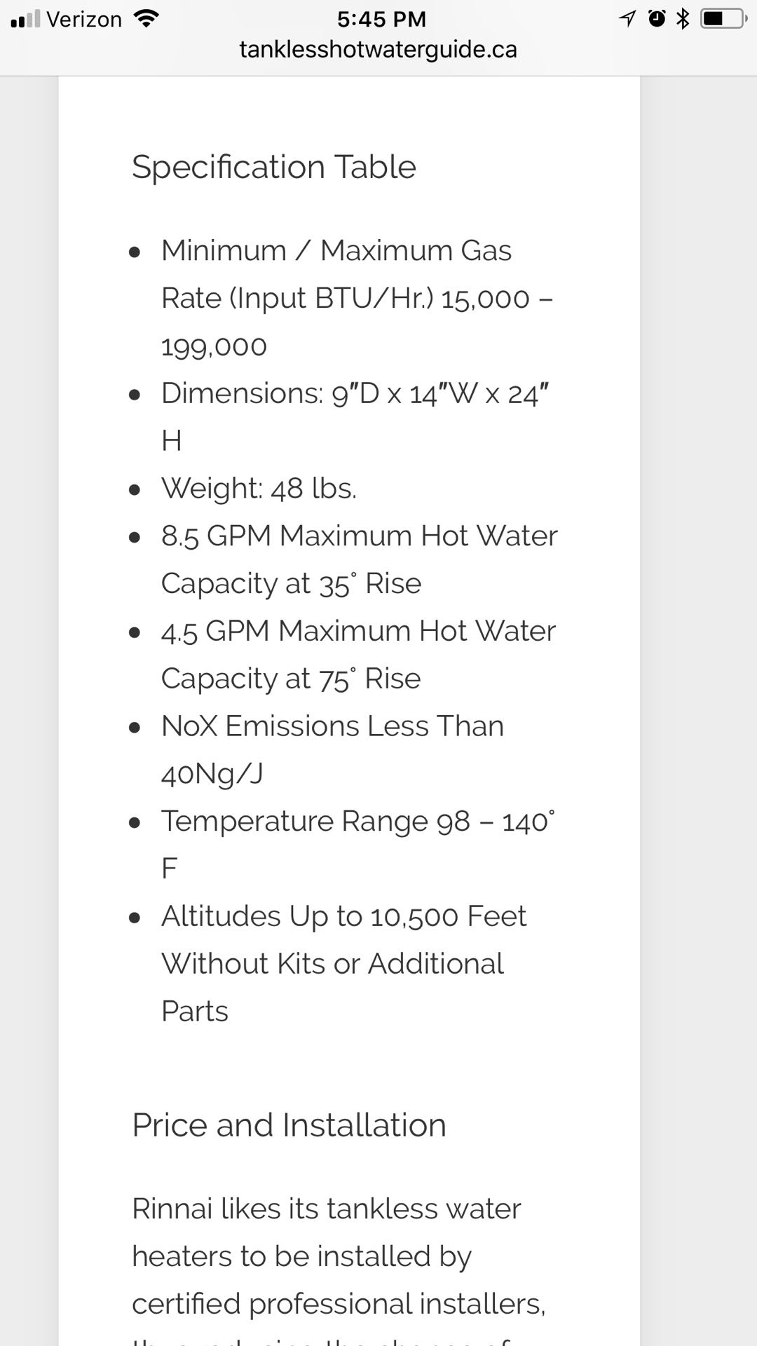 Rinnai R85 Used Tankless Water Heater/ Works great for Sale in Lyman