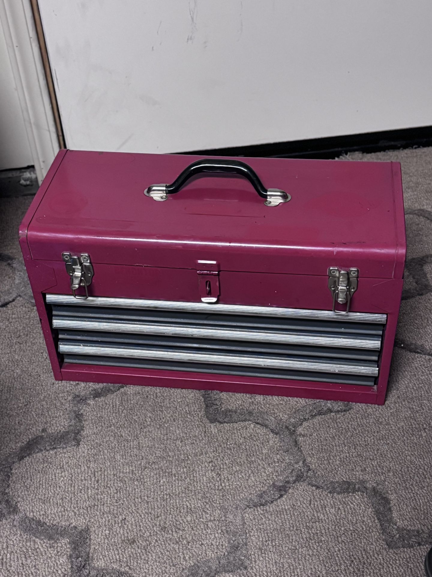 Steel tool box with few sockets
