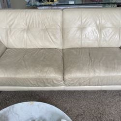 Faux leather Couch And Loveseat (off-white)