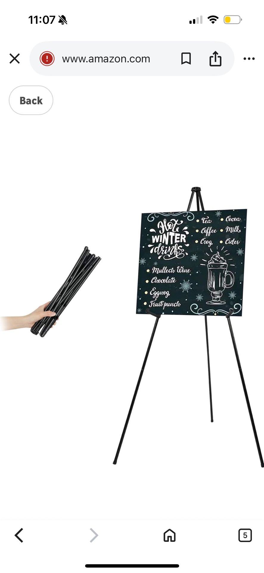 Folding easel for parties or events