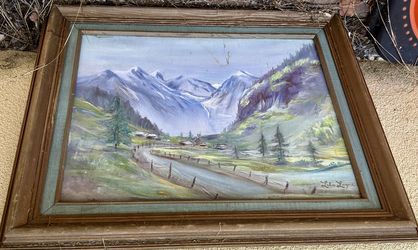 LANDSCAPE PAINTING WOOD FRAMED ART PICTURE