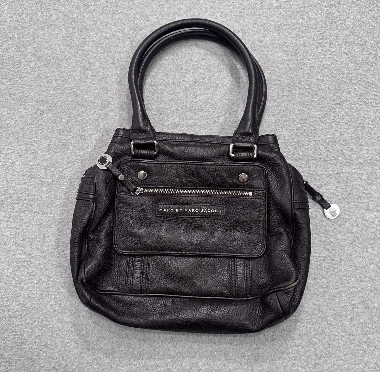 MARC By Marc Jacobs Women's Brown Cow Leather Heavy Shoulder Bag Multi Pockets