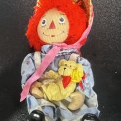 Brass Key 25th Anniversary Puppy Love Raggedy Ann Keepsake Doll 7" H x 3" W