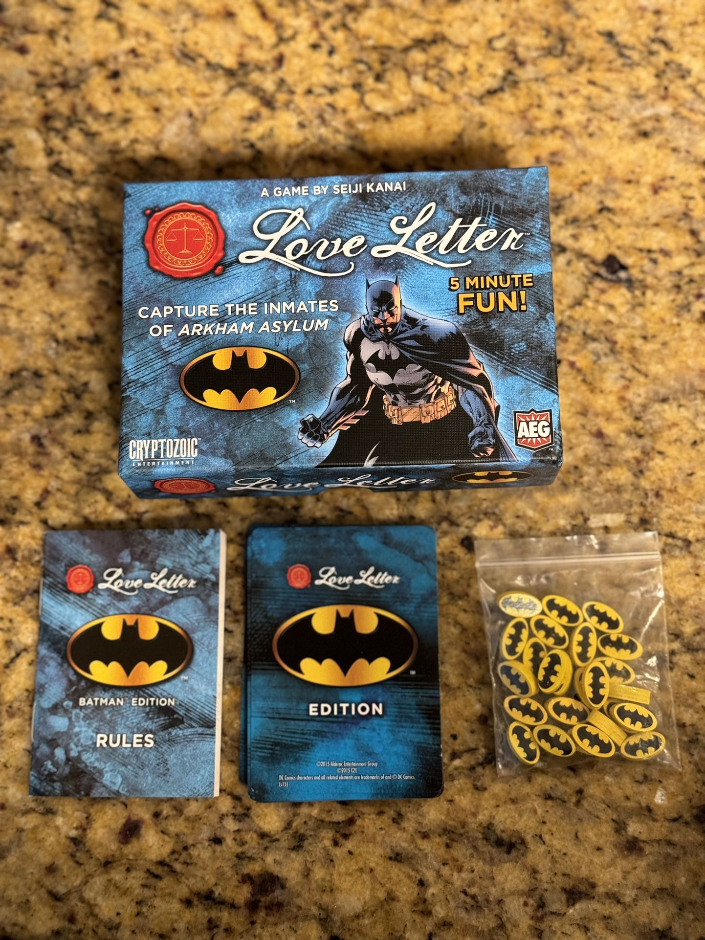Love Letter: Batman (2015) Card Game EUC Complete A Game by Seiji Kanai EUC