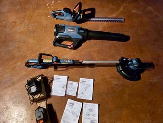 NEW Leaf Blower, Weed Wacker, Hedge Trimmer Combo W/ 2 Batteries & Charger, Senix Garden Equipment !