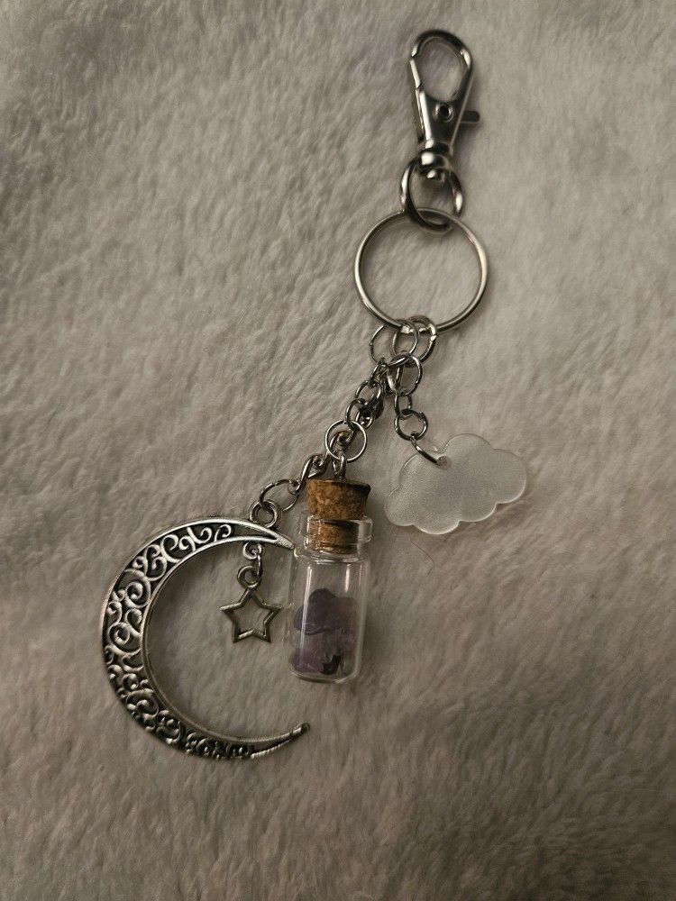 MOON CHARM CRYSTAL KEYCHAIN