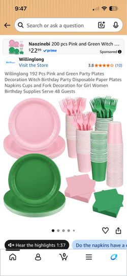 Wicked Pink & Green Party Supplies for 48