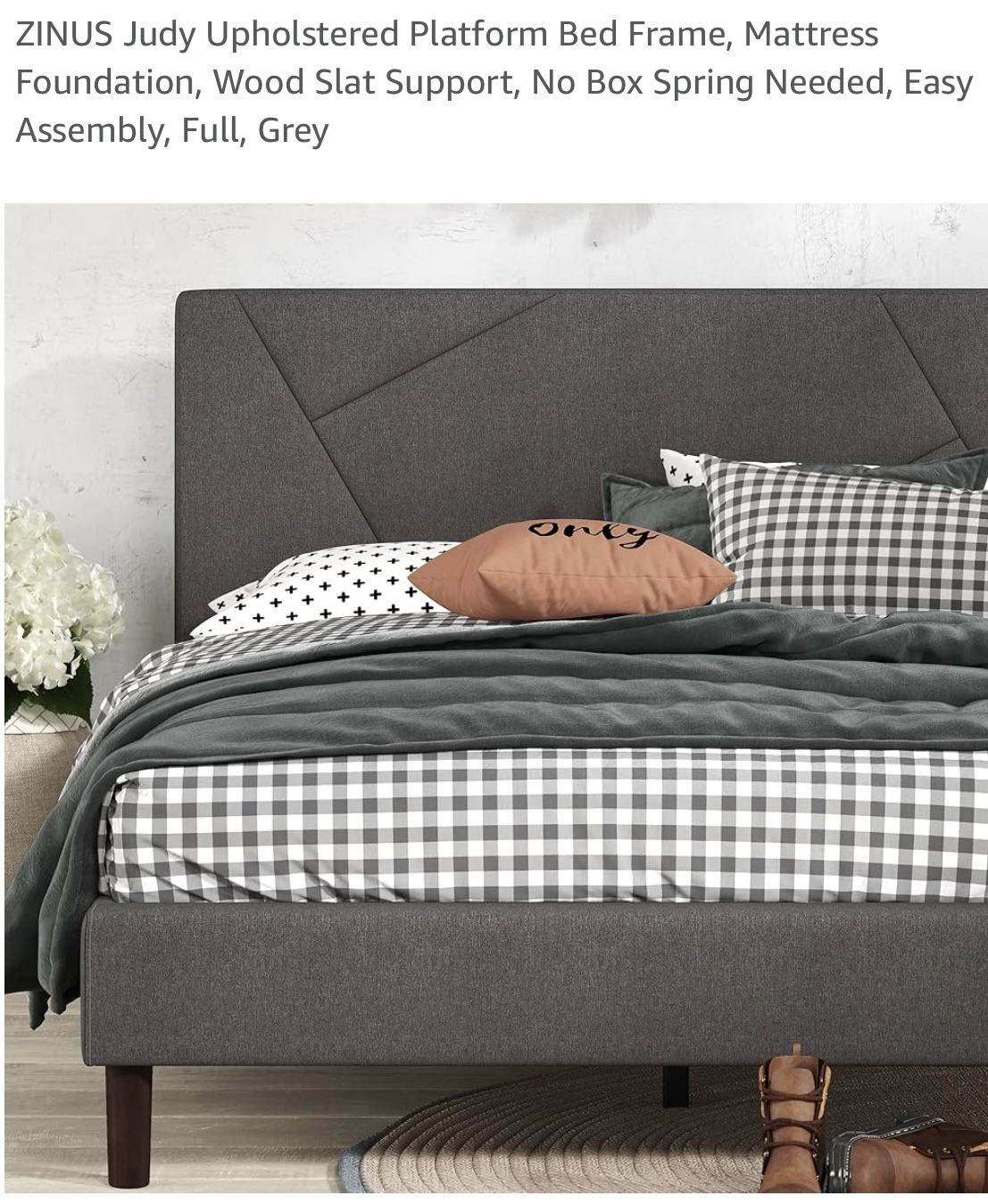 Platform Bed Frame With Memory Foam Mattress