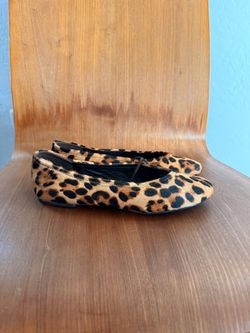 Leopard Print Calf Hair Ballet Flats