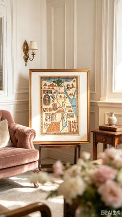 Framed Egyptian Map Art Print in Gold Frame