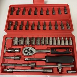  46 Pieces 1/4 inch Drive Socket Ratchet Wrench Set, with Bit Socket Set Metric and Extension Bar for Auto Repairing and Household.