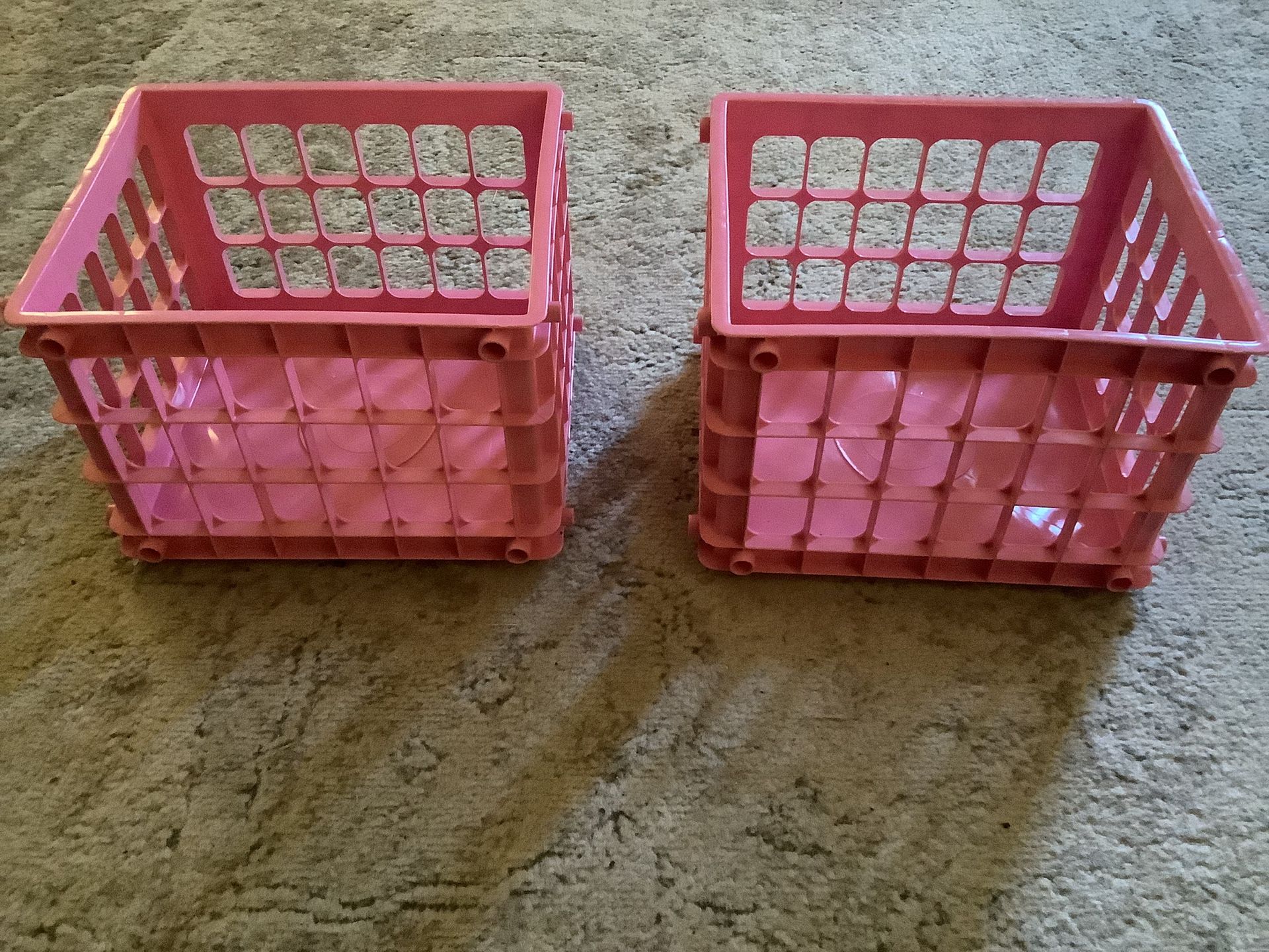 Lot Of 2 Plastic Pink Crates
